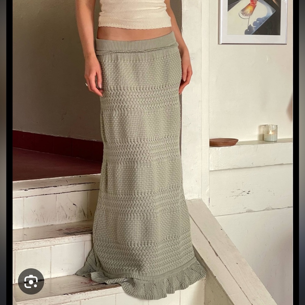 Djerf Avenue Sorella knit maxi skirt, Green, sz M